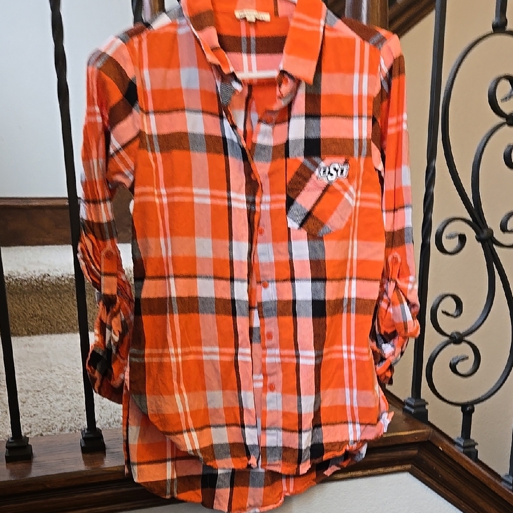 Orange Plaid Kids Shirt